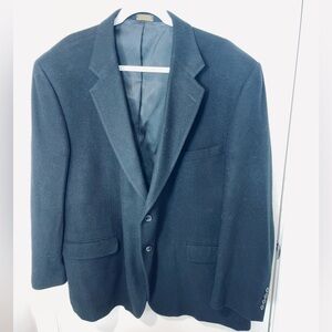 Stafford men black 100% camel hair blazer sport coat lined sz 50R suit